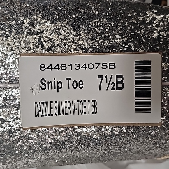 Ferrini Dazzle Glitter Silver Ladies Snipped Toe Boots Women's 7 1/2B - Picture 4 of 5